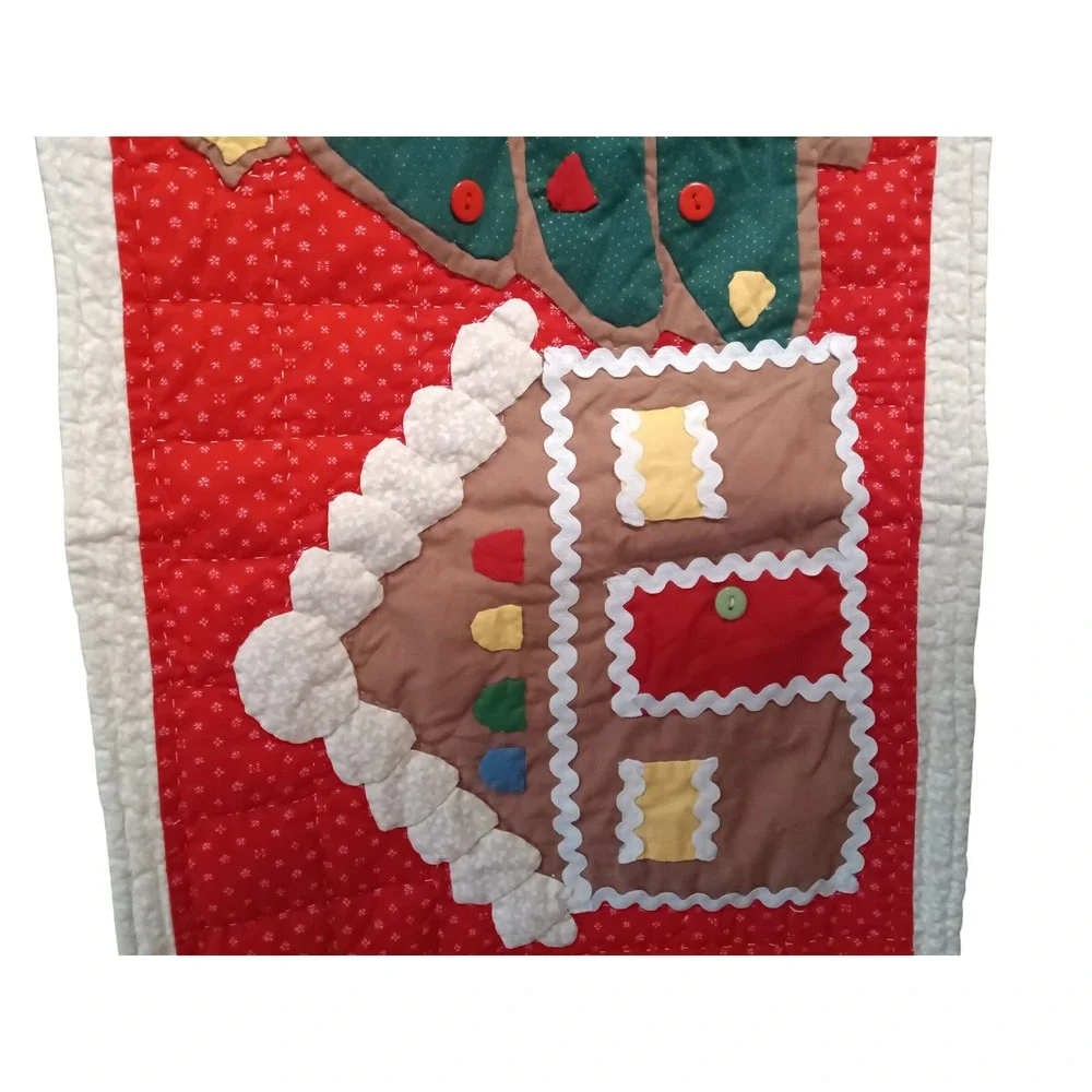 VTG American Pacific Quilted Christmas Table Runner Gingerbread Cotton 68 x 15‎